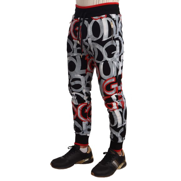 Dolce & Gabbana Black Joggers Cotton Graffiti Print Pants - Picture 2 of 4